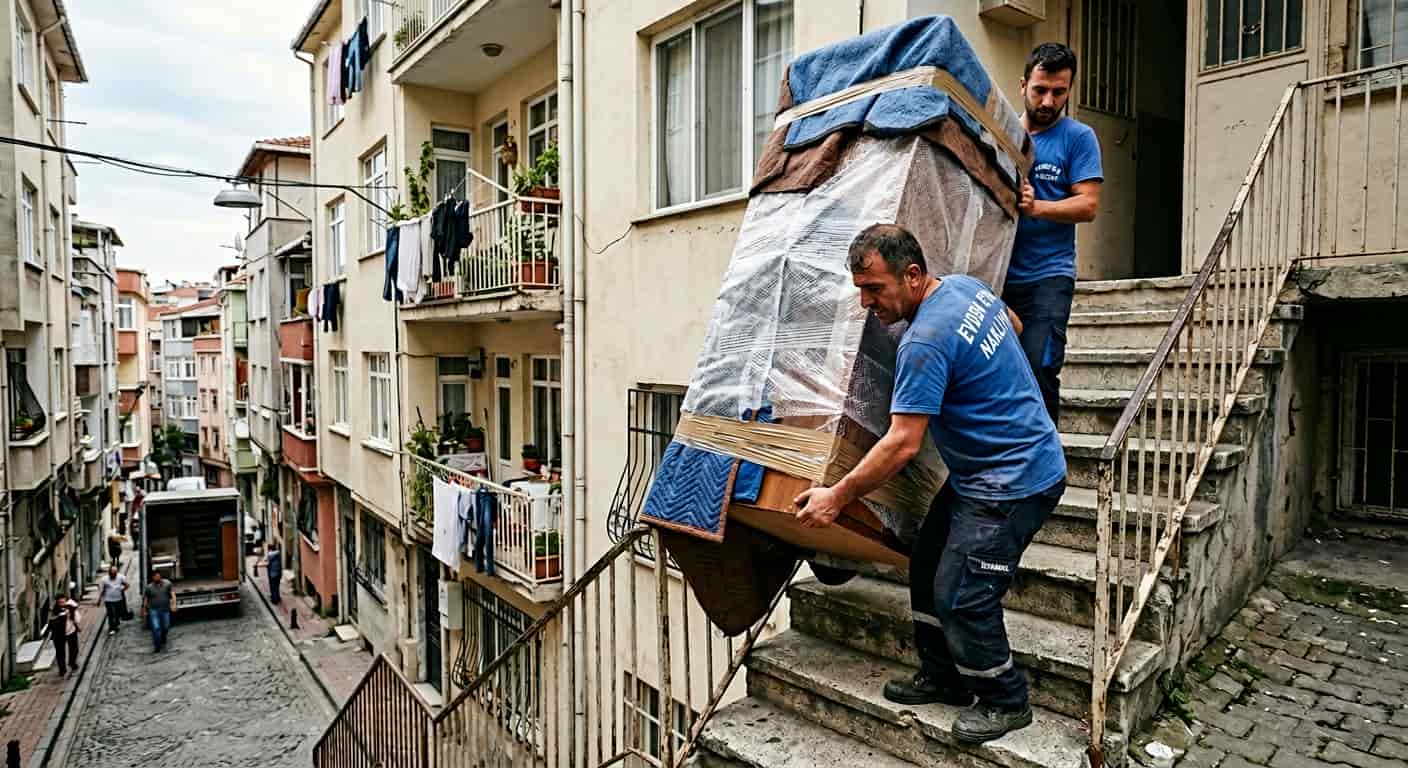 Kapaklı Evden Eve Nakliyat kapsamında bos koridorda calisan hazirligi