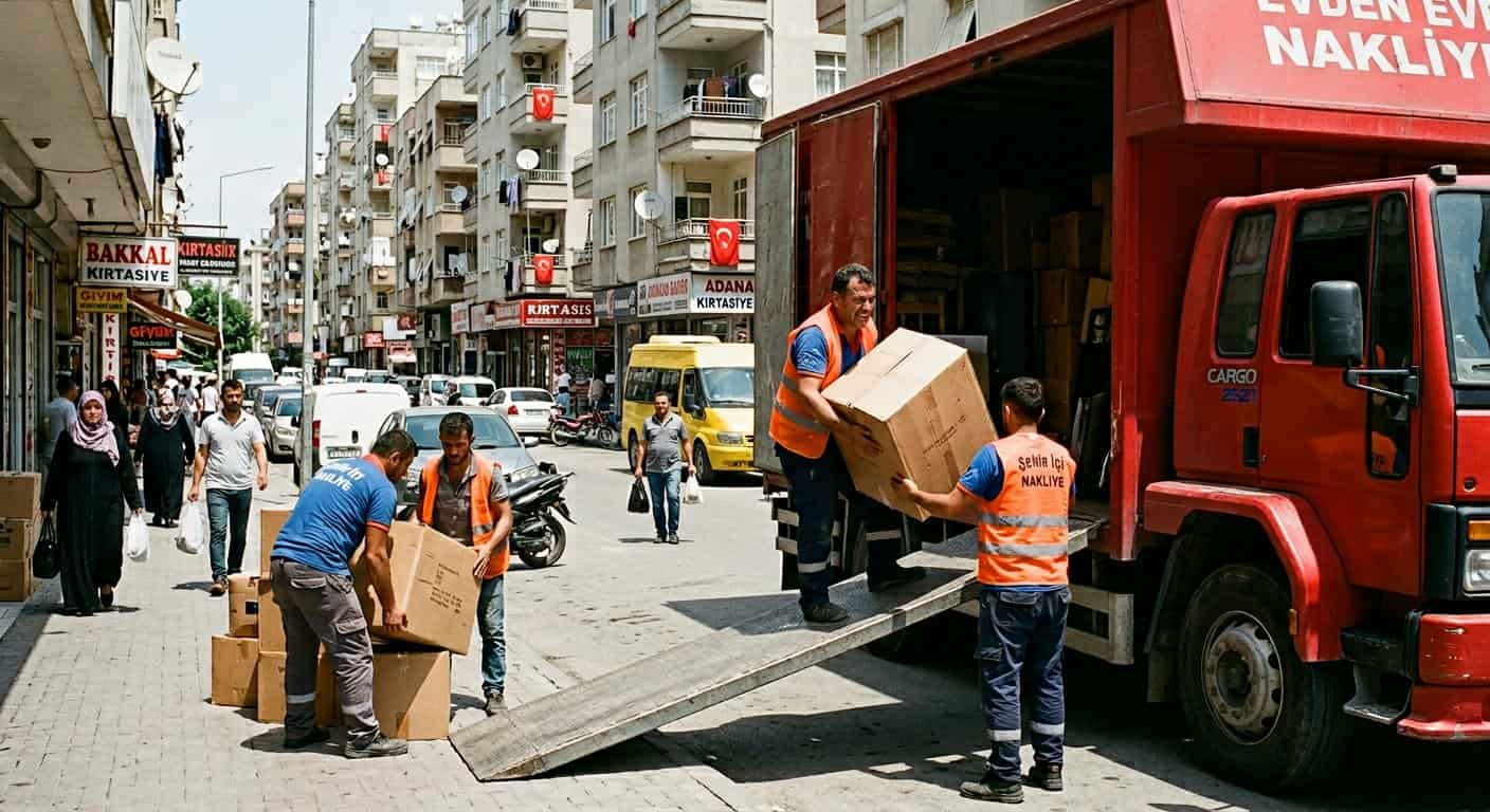 Yükleme ve Boşaltma Hizmeti kapsamında kirmizi nakliye aracina koli yukleme